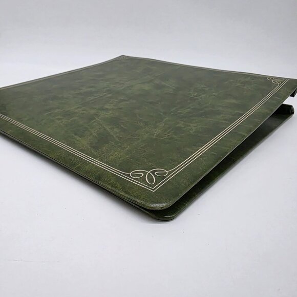 Green Faux Leather Expandable Photo Album Vintage 13.25"x13" Scrapbooking - Picture 10 of 12